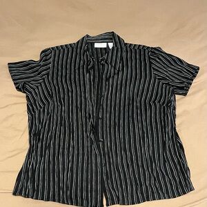 Liz Claiborne Black and White Striped Casual Shirt